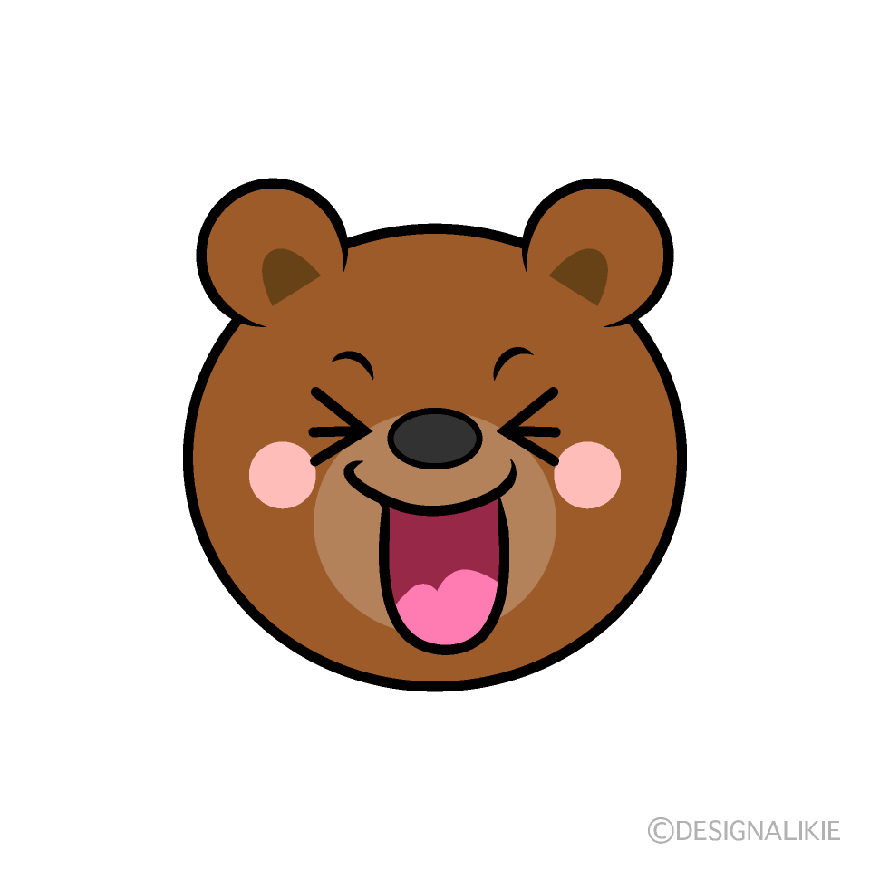 かわいい大笑いするクマ顔イラスト