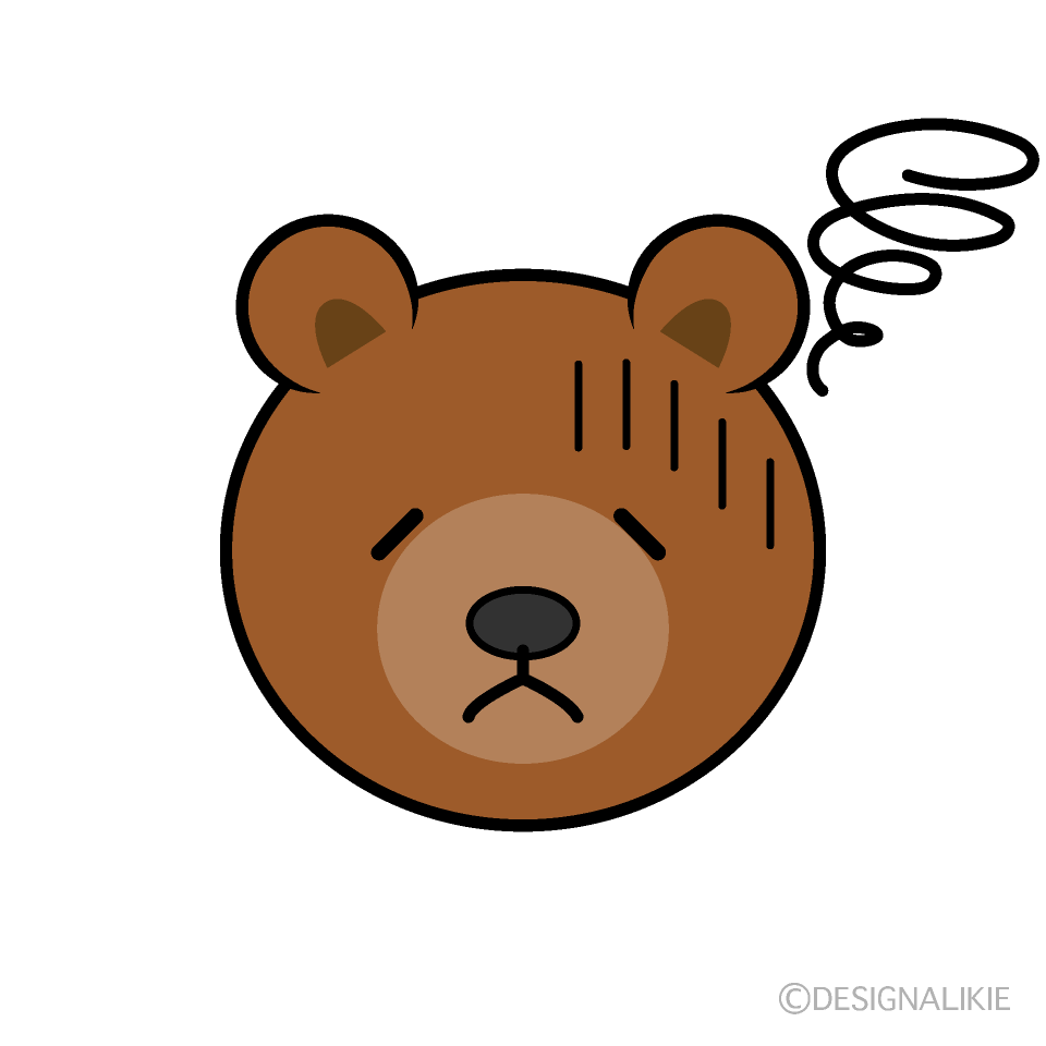 かわいい落ち込むクマ顔イラスト