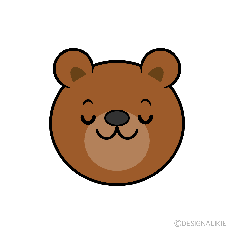 かわいい目をつぶるクマ顔イラスト