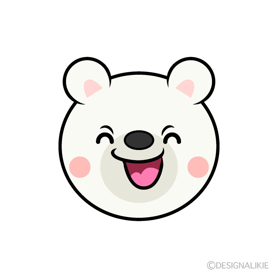 かわいい笑うシロクマ顔イラスト