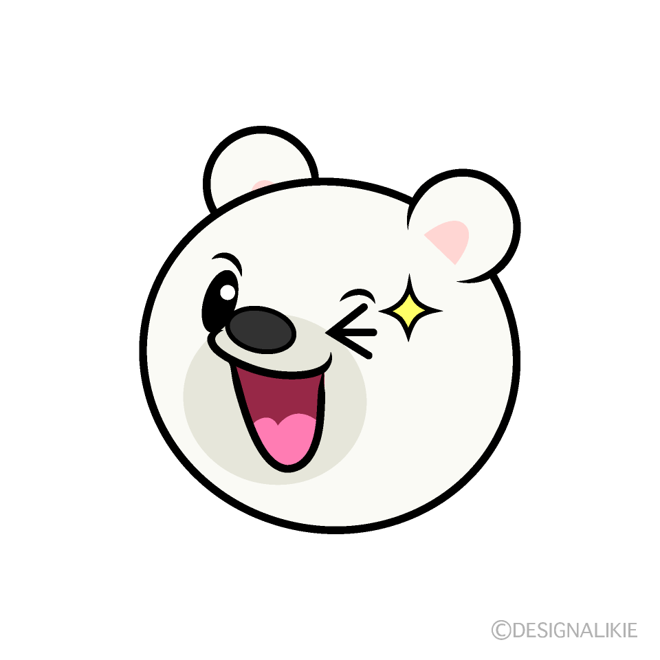 かわいいウィンクするシロクマ顔イラスト