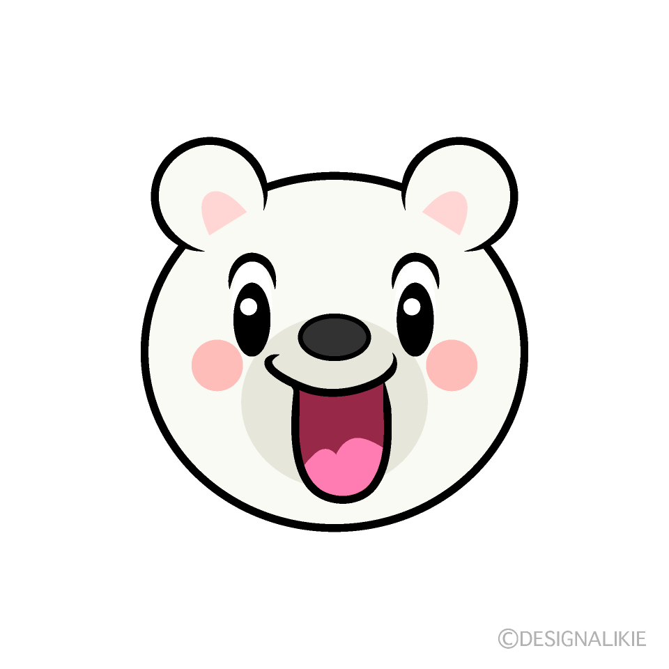 かわいい驚くシロクマ顔イラスト