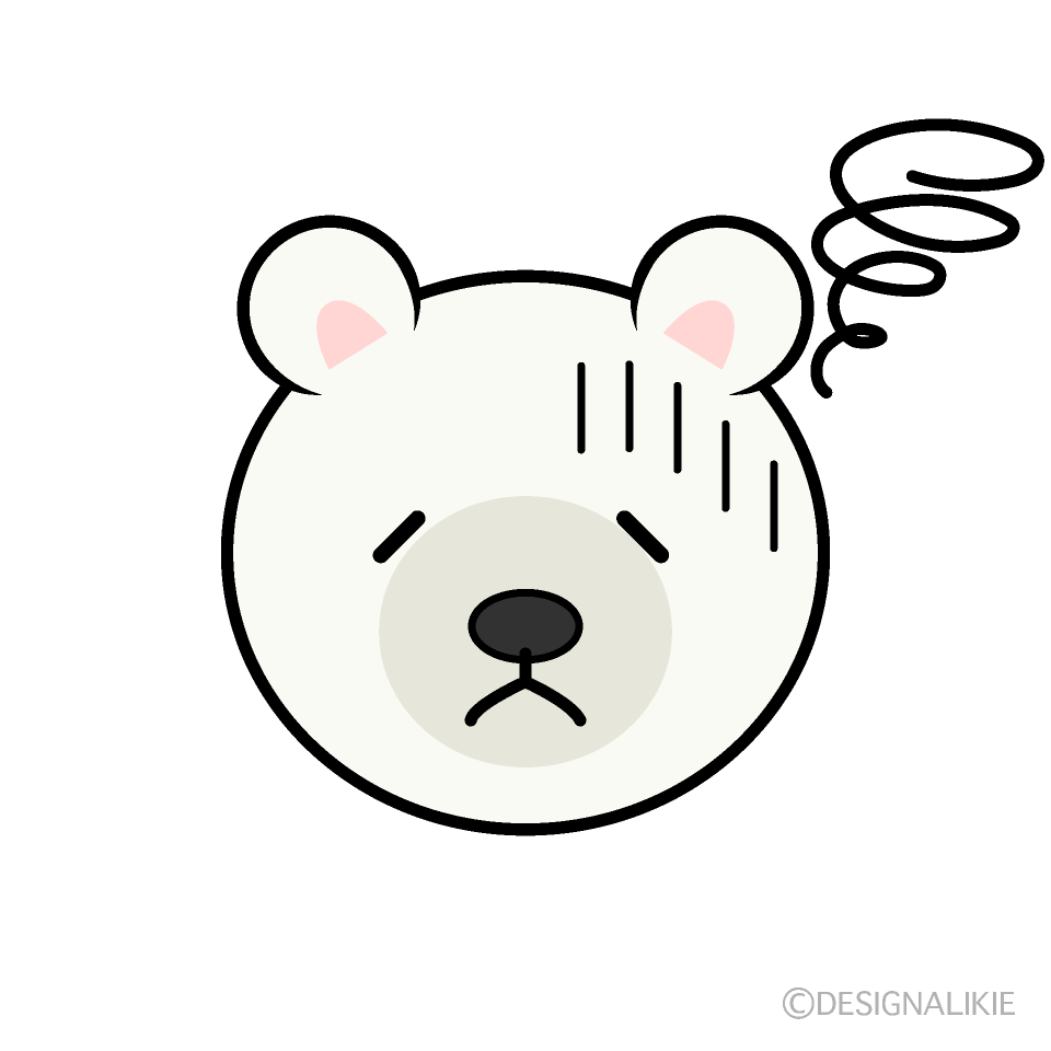 かわいい落ち込むシロクマ顔イラスト