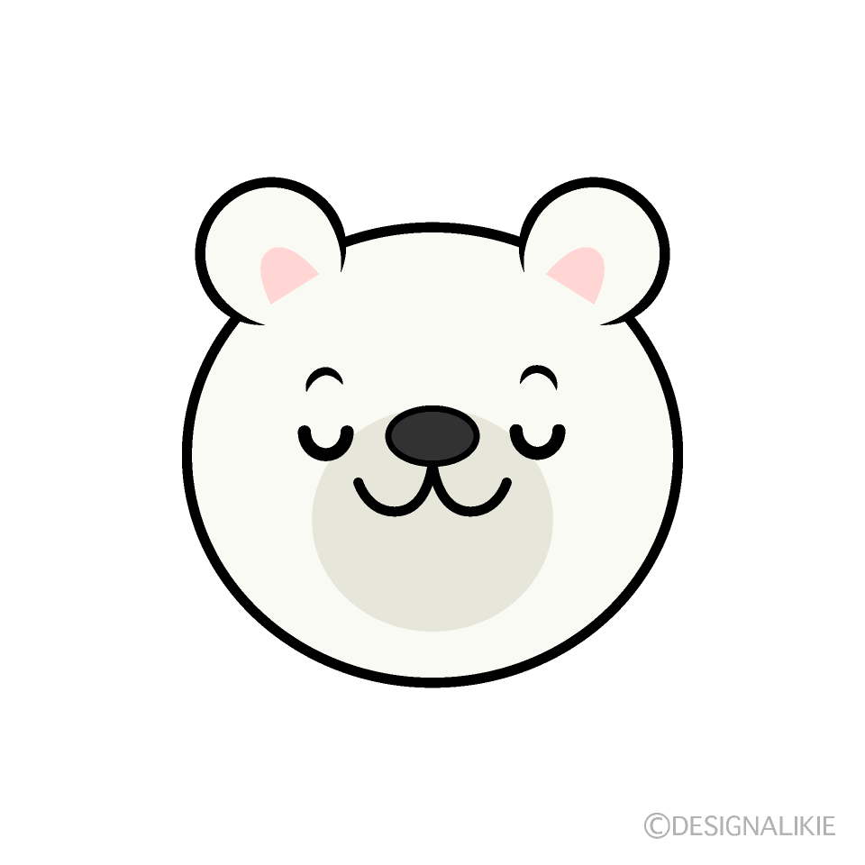 かわいい目をつぶるシロクマ顔イラスト