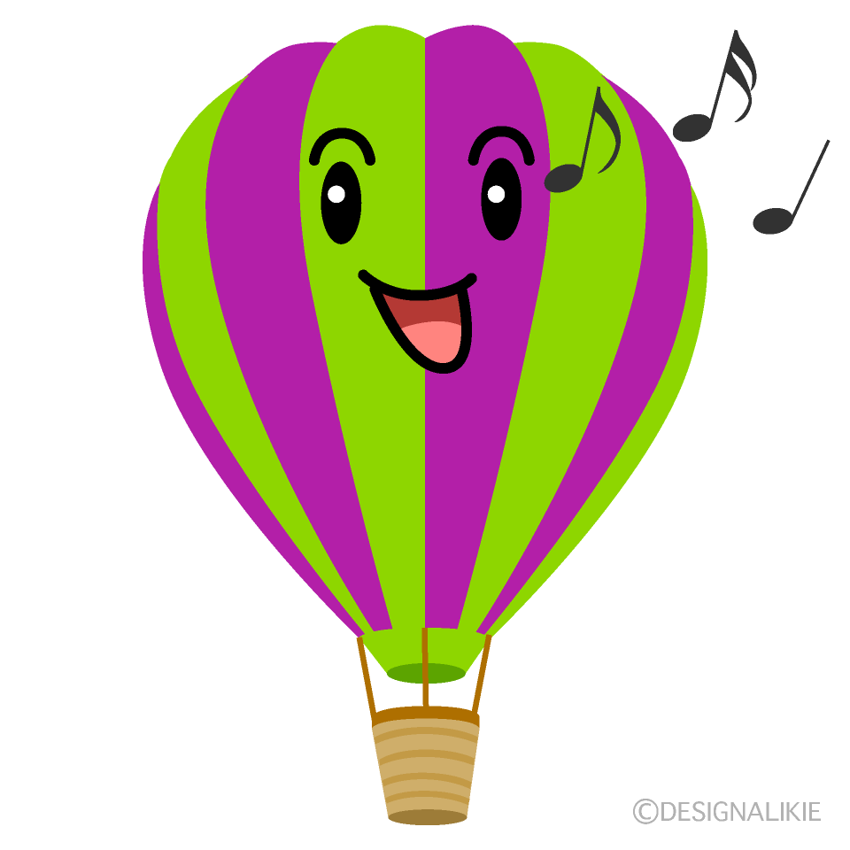 かわいい歌う気球のイラスト素材 Illustcute