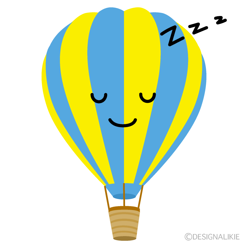 かわいい寝る気球のイラスト素材 Illustcute
