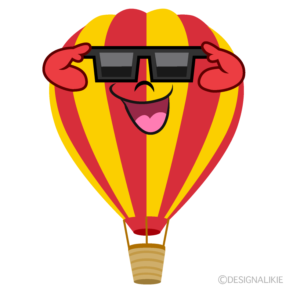 かわいいサングラスの気球のイラスト素材 Illustcute