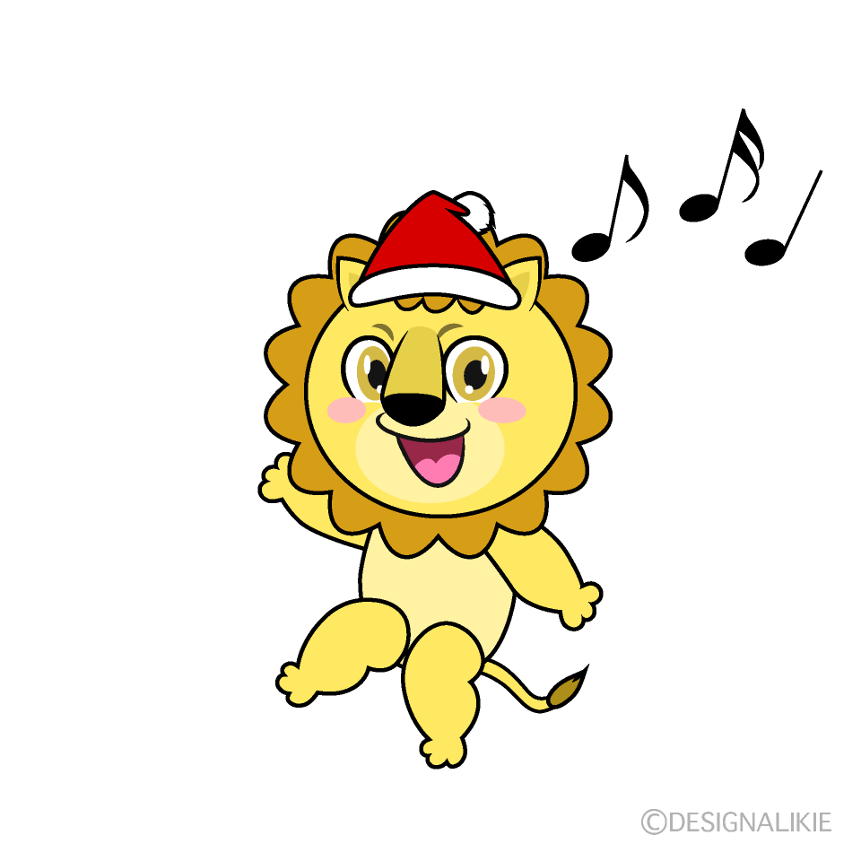 かわいいクリスマスのライオンイラスト