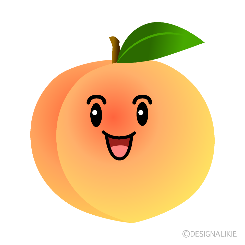 かわいい笑顔の桃のイラスト素材 Illustcute