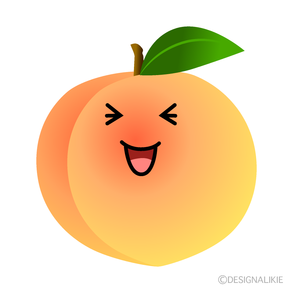 かわいい笑う桃のイラスト素材 Illustcute