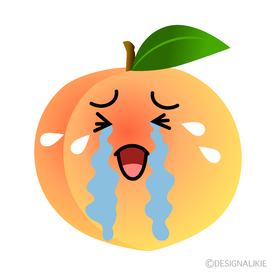 かわいい泣く桃のイラスト素材 Illustcute