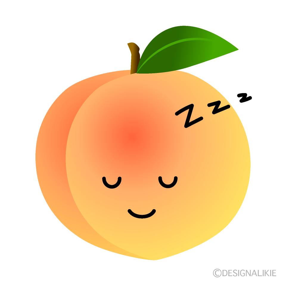 かわいい寝る桃イラスト