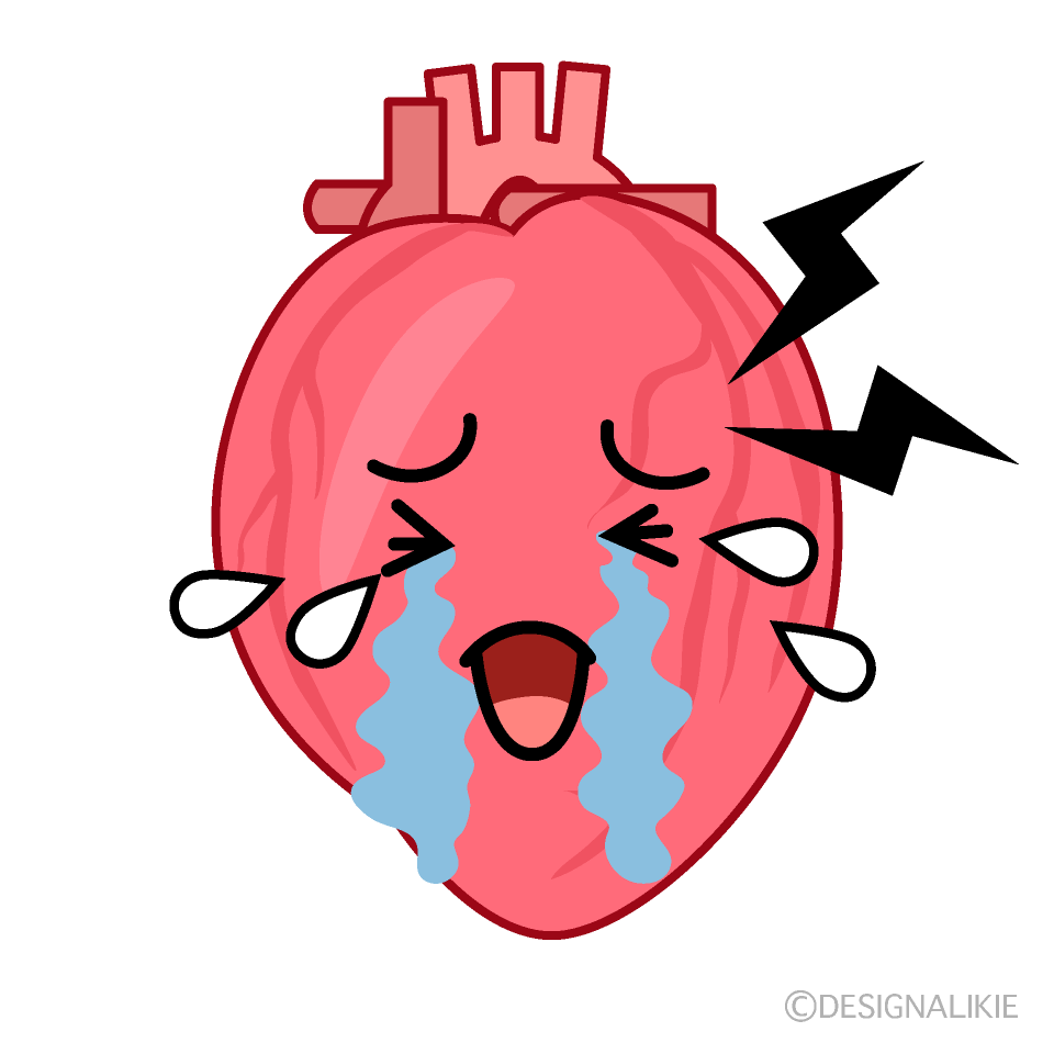 かわいい泣く心臓のイラスト素材 Illustcute