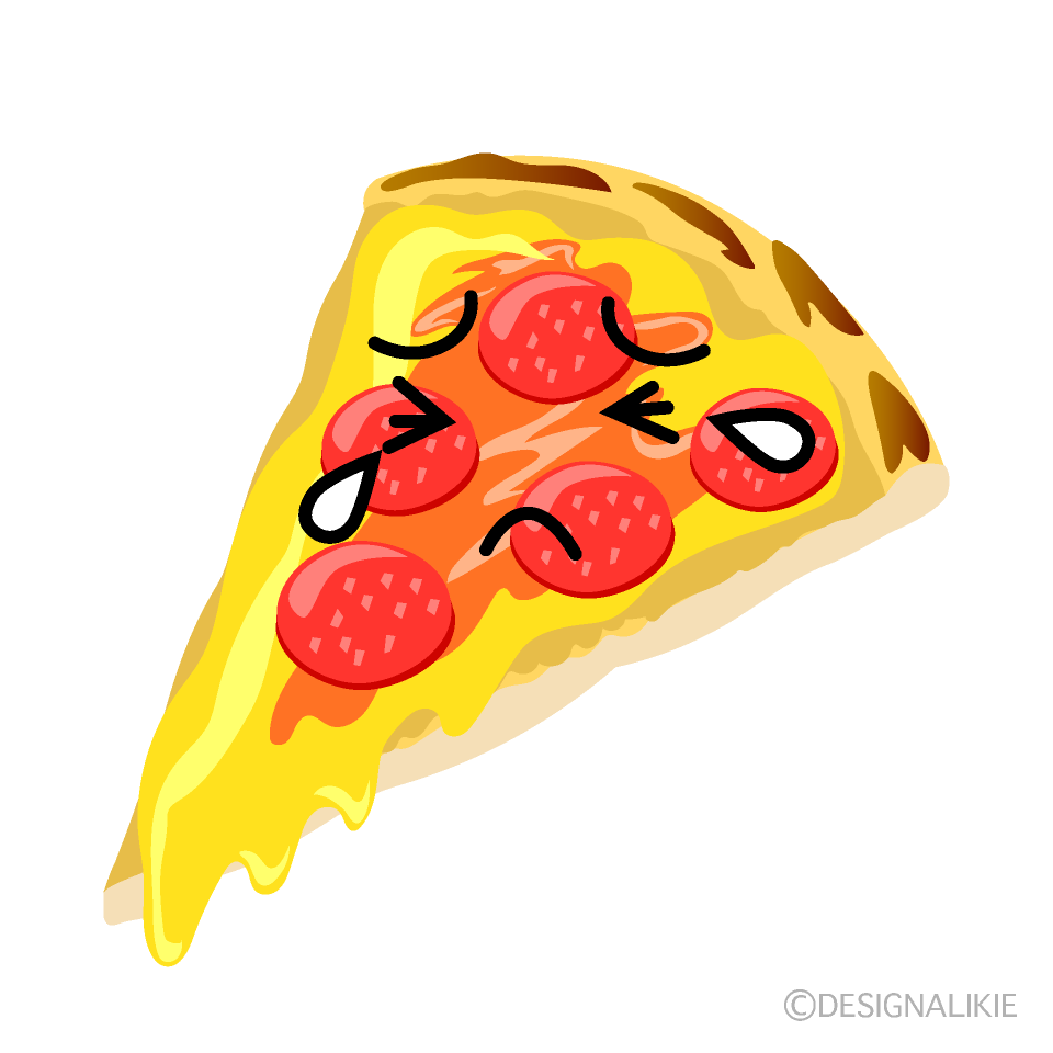 かわいい泣くピザのイラスト素材 Illustcute