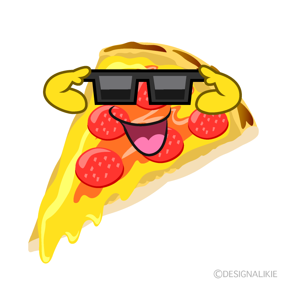かわいいサングラスのピザのイラスト素材 Illustcute