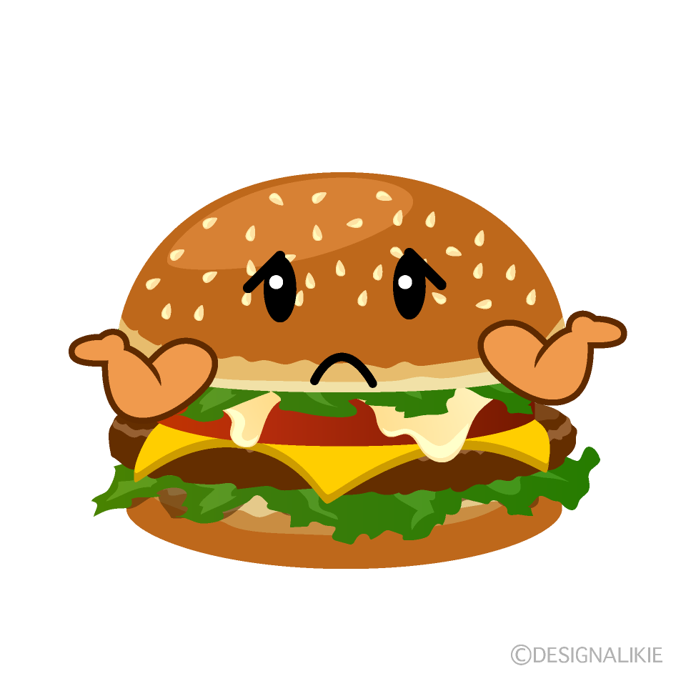 かわいい困るハンバーガーのイラスト素材 Illustcute