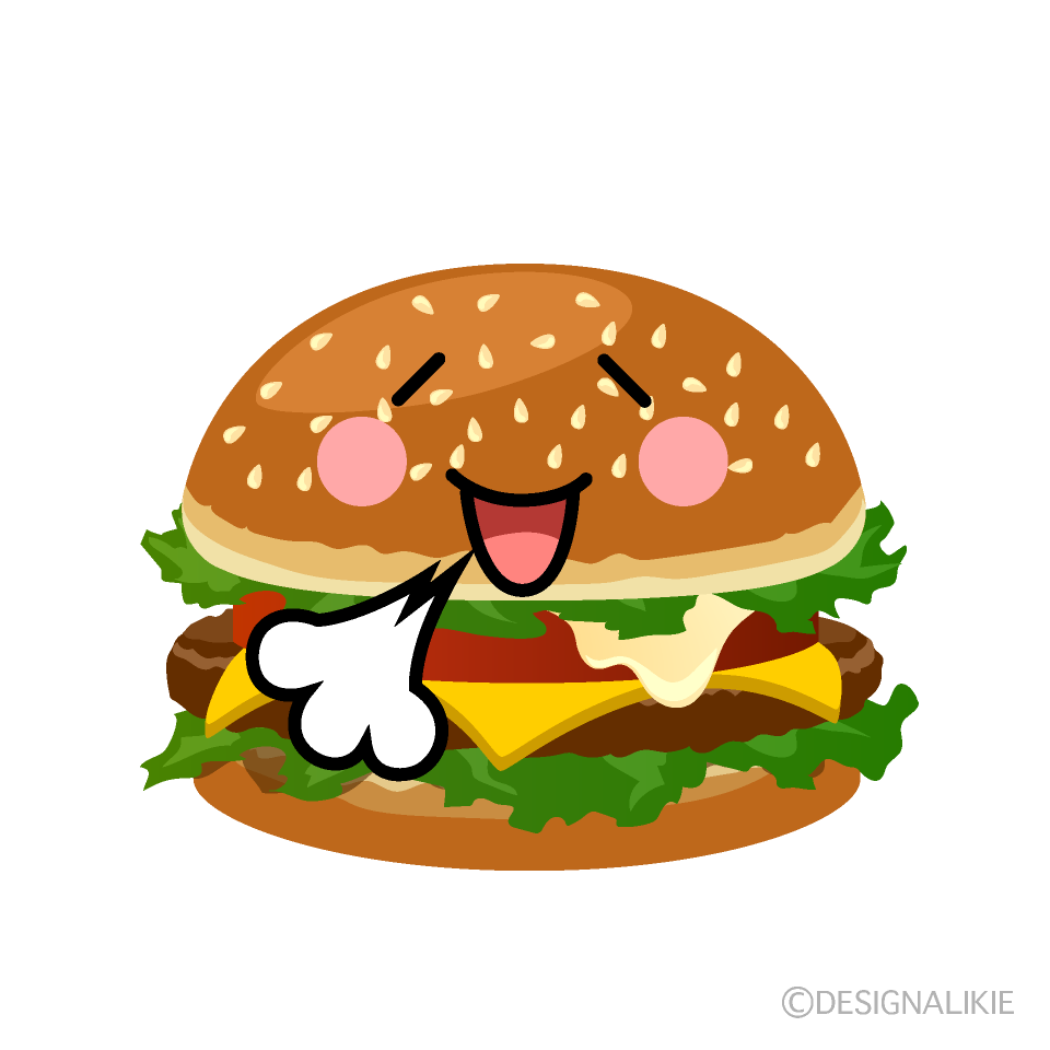 かわいいリラックスするハンバーガーのイラスト素材 Illustcute