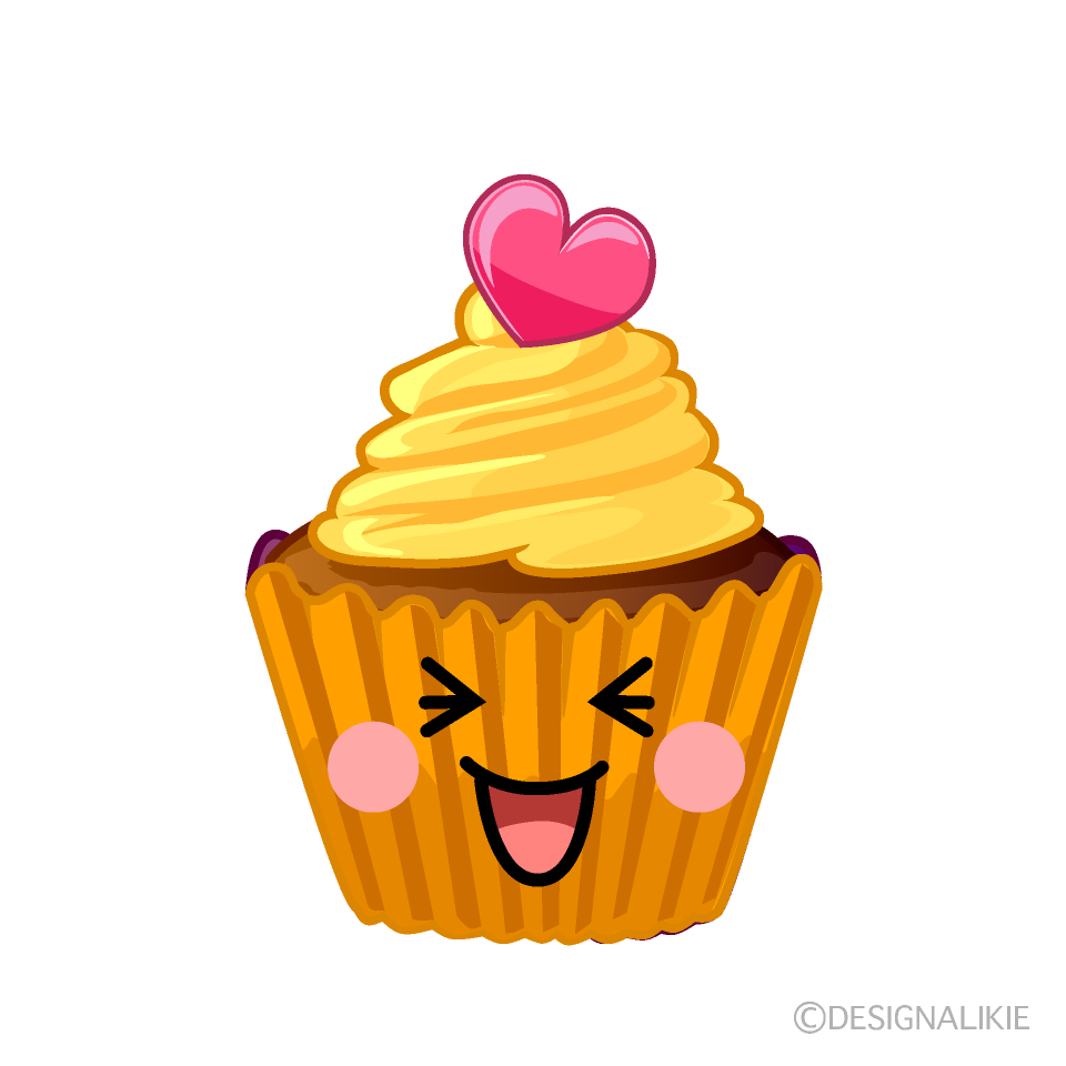 かわいい笑うカップケーキのイラスト素材 Illustcute