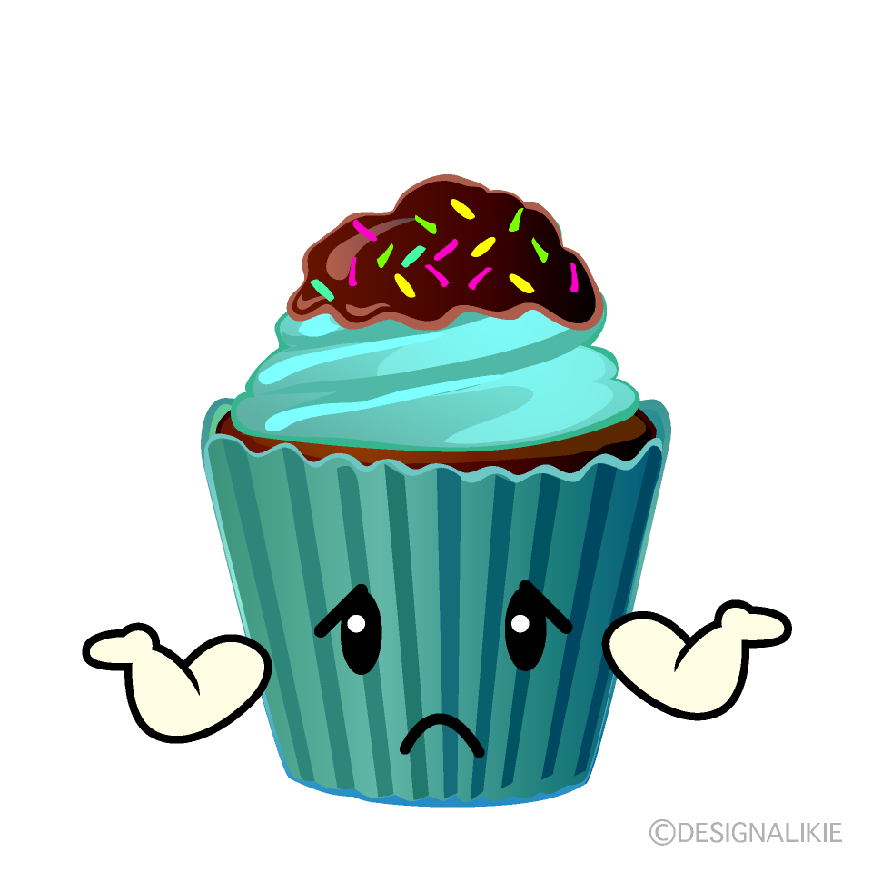 かわいい困るカップケーキのイラスト素材 Illustcute