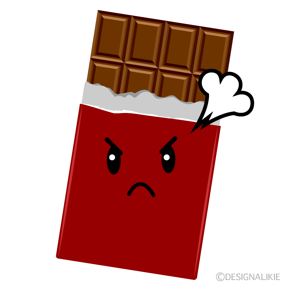 可愛い怒るチョコレートのフリーイラスト素材 Illustcute