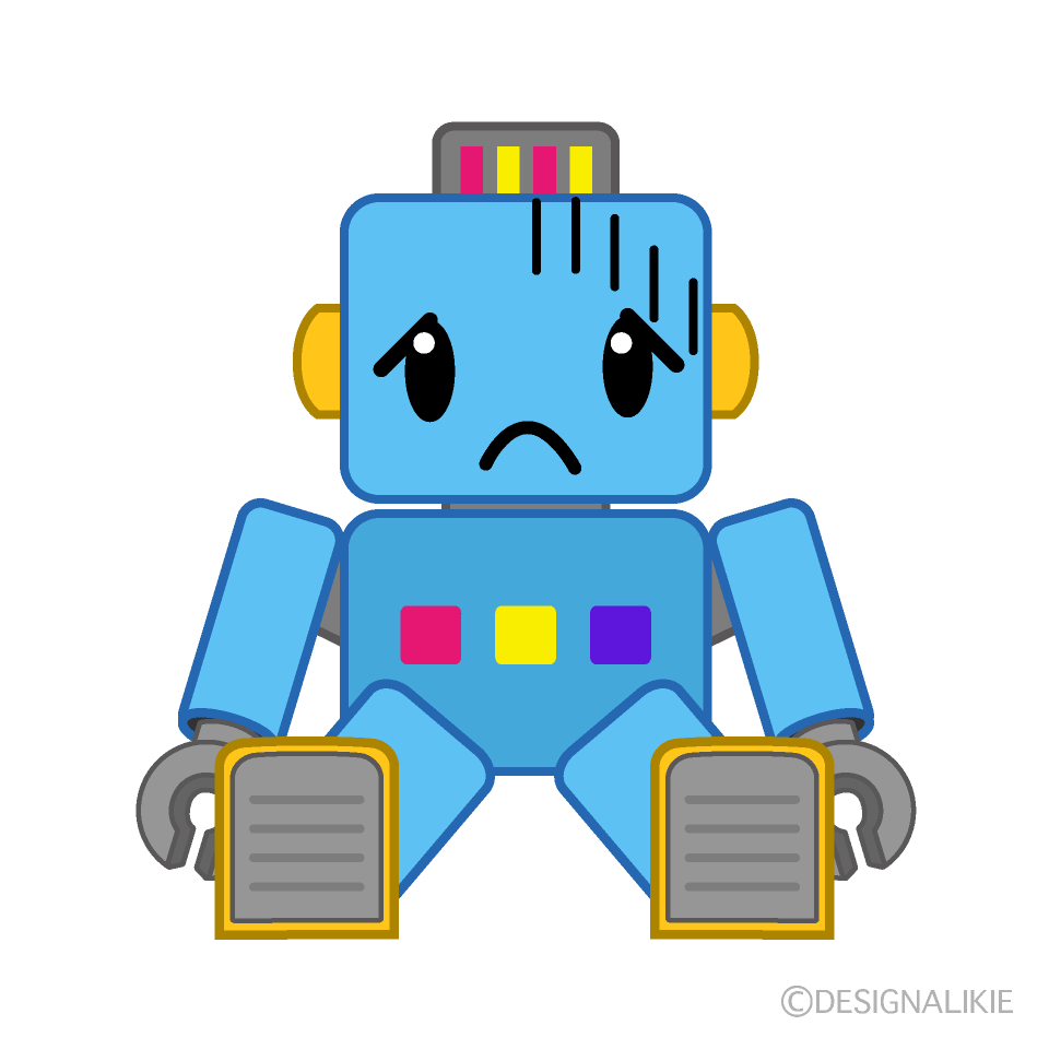 かわいい落ち込むロボットのイラスト素材 Illustcute
