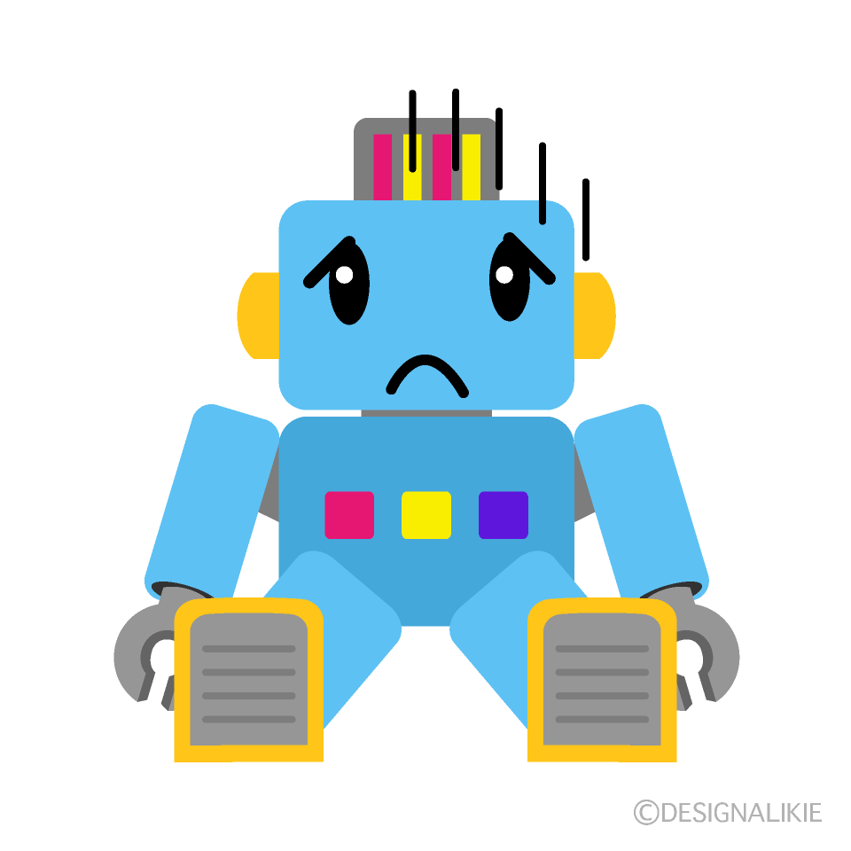 かわいい落ち込むロボットのイラスト素材 Illustcute