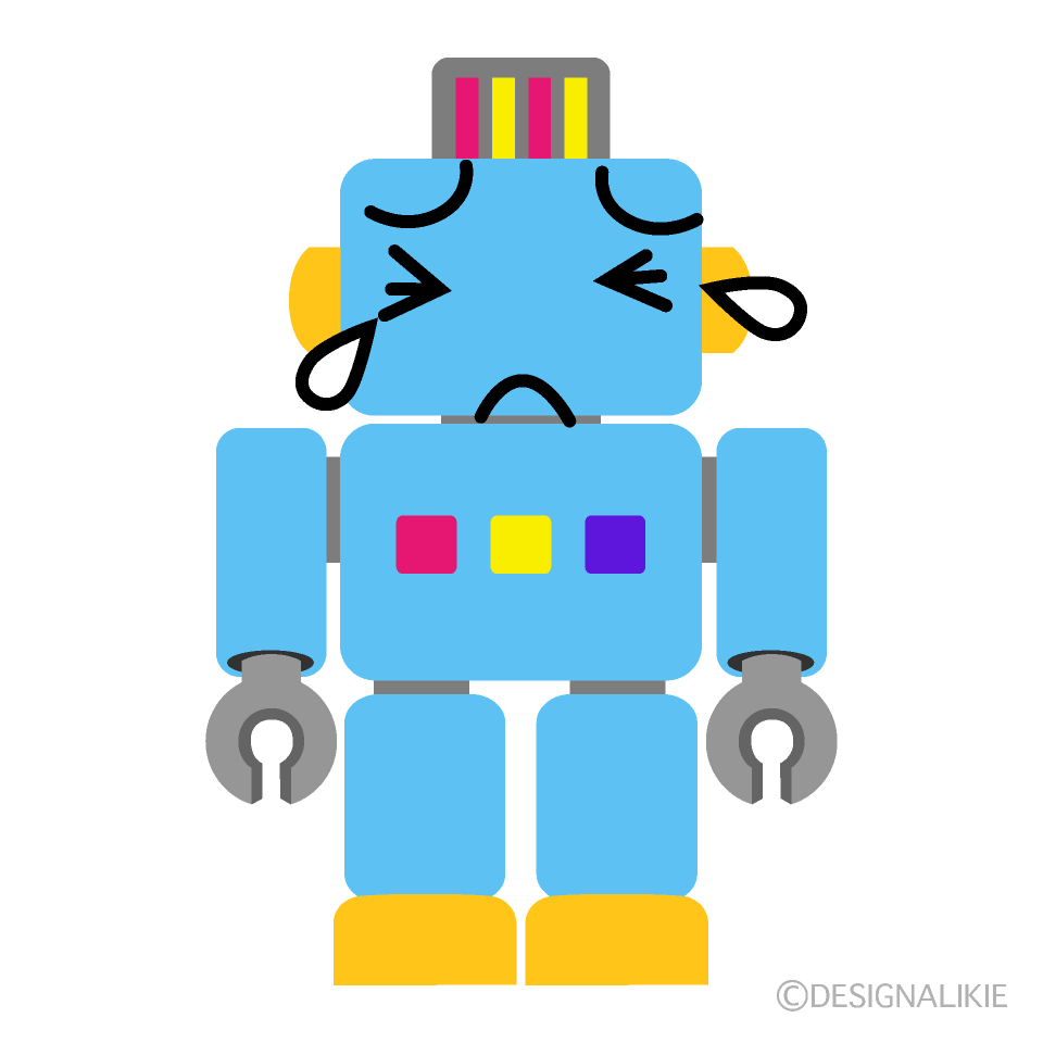 かわいい泣くロボットイラスト