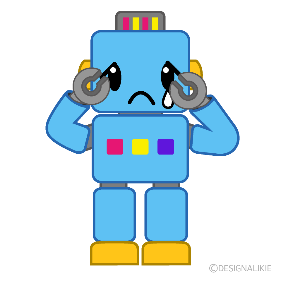 かわいい悲しいロボットのイラスト素材 Illustcute