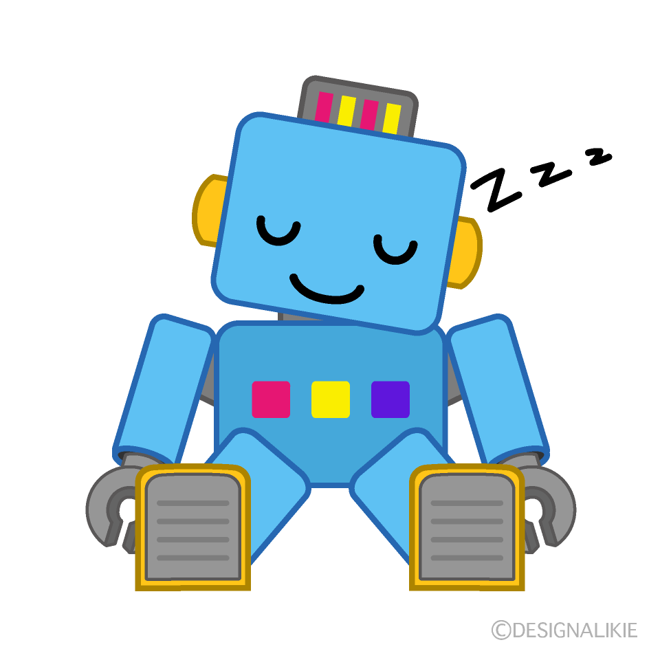 かわいい寝るロボットのイラスト素材 Illustcute