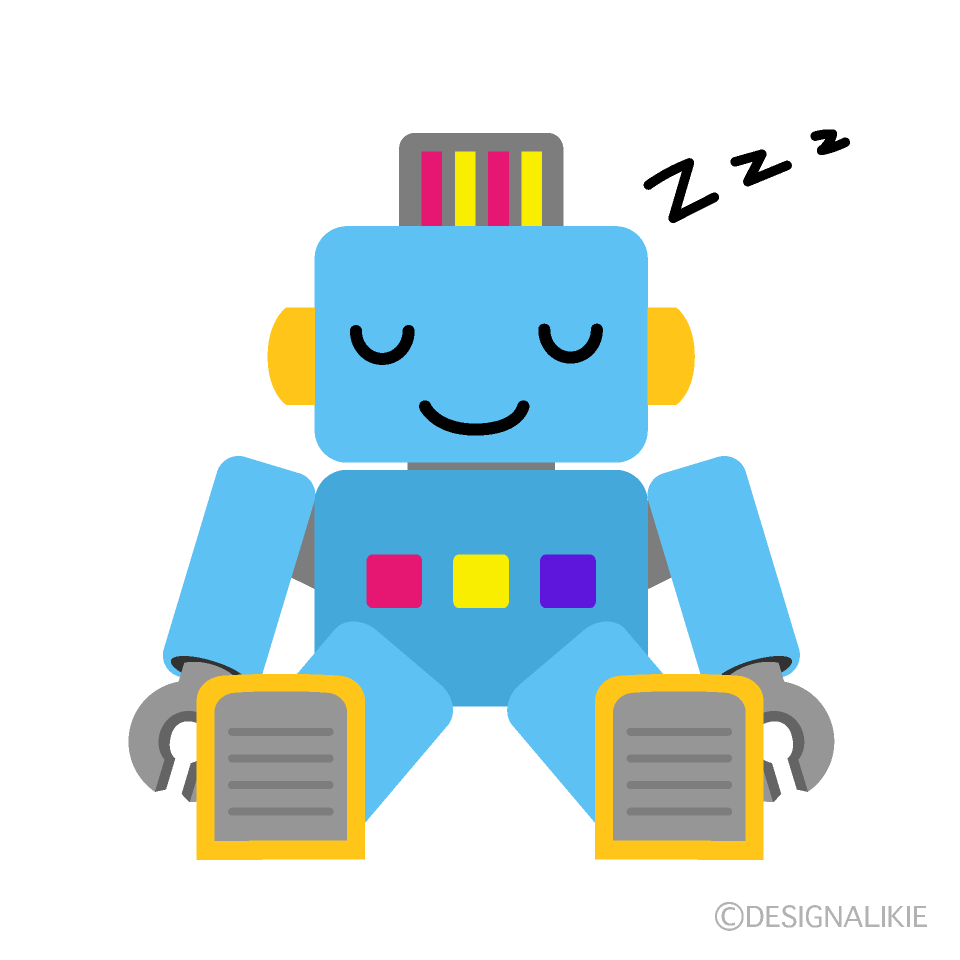 かわいい寝るロボットイラスト