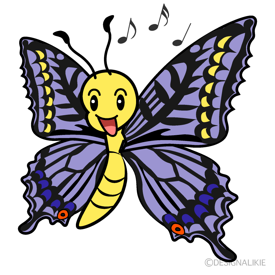 かわいい歌う蝶々イラスト