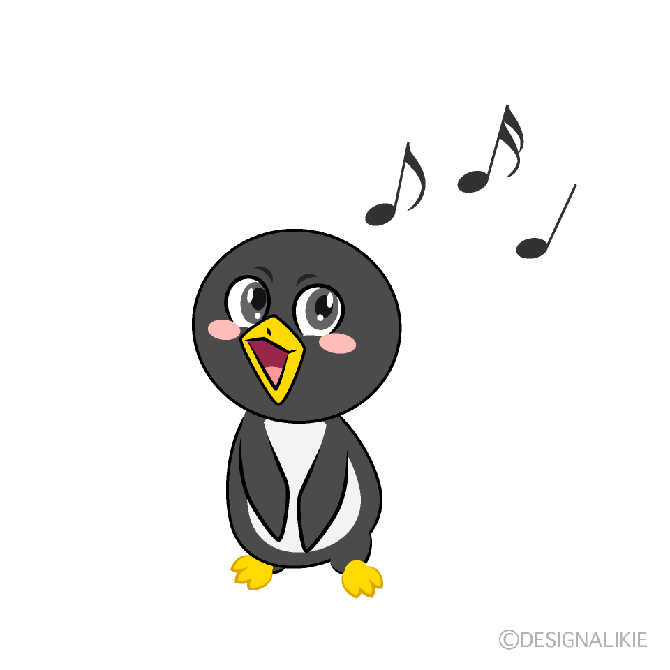 かわいい歌うペンギンイラスト