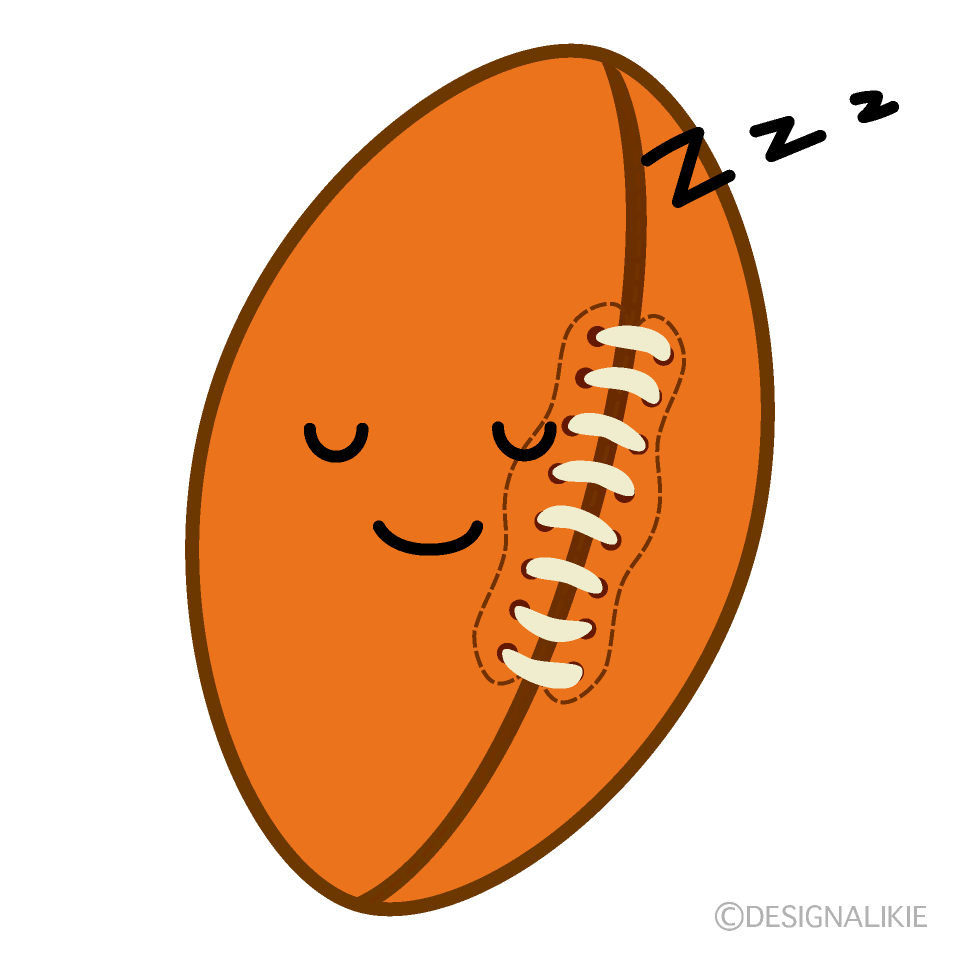かわいい寝るラグビーボールのイラスト素材 Illustcute