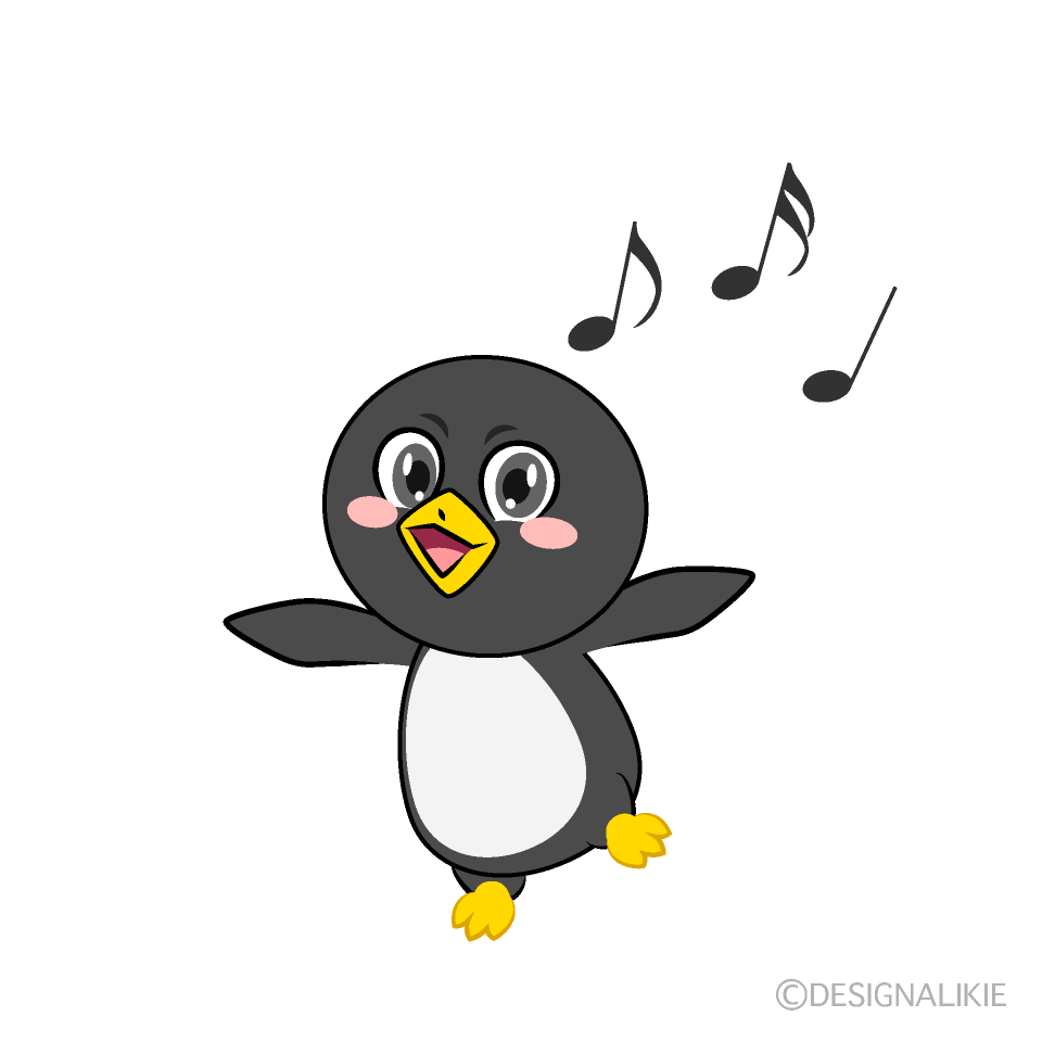 かわいい踊るペンギンのイラスト素材 Illustcute
