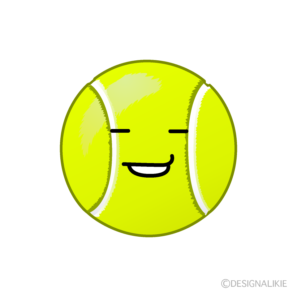かわいいニヤリとするテニスボールのイラスト素材 Illustcute