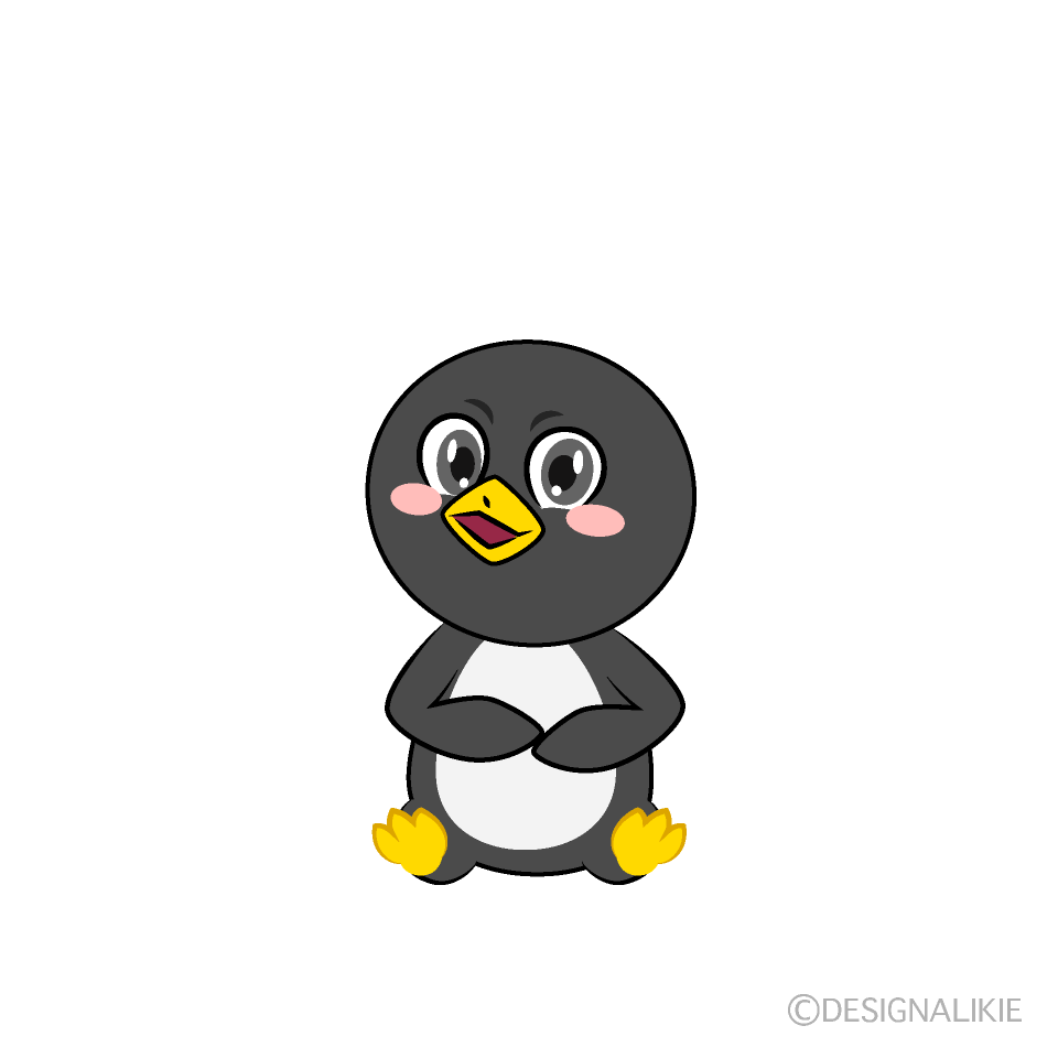 かわいい座るペンギンイラスト