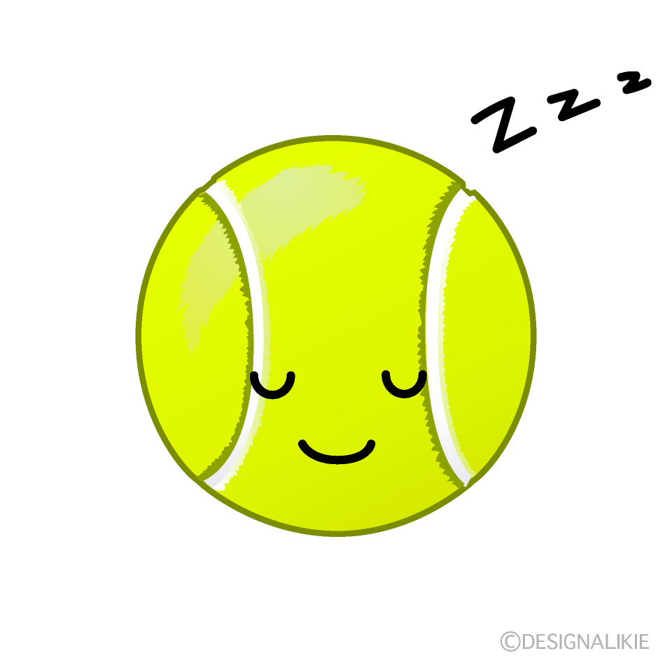 かわいい寝るテニスボールイラスト