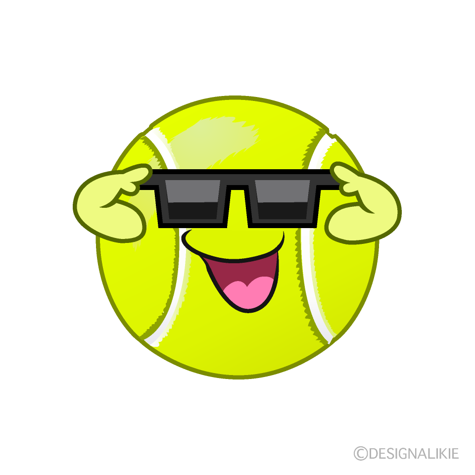 かわいいサングラスのテニスボールのイラスト素材 Illustcute