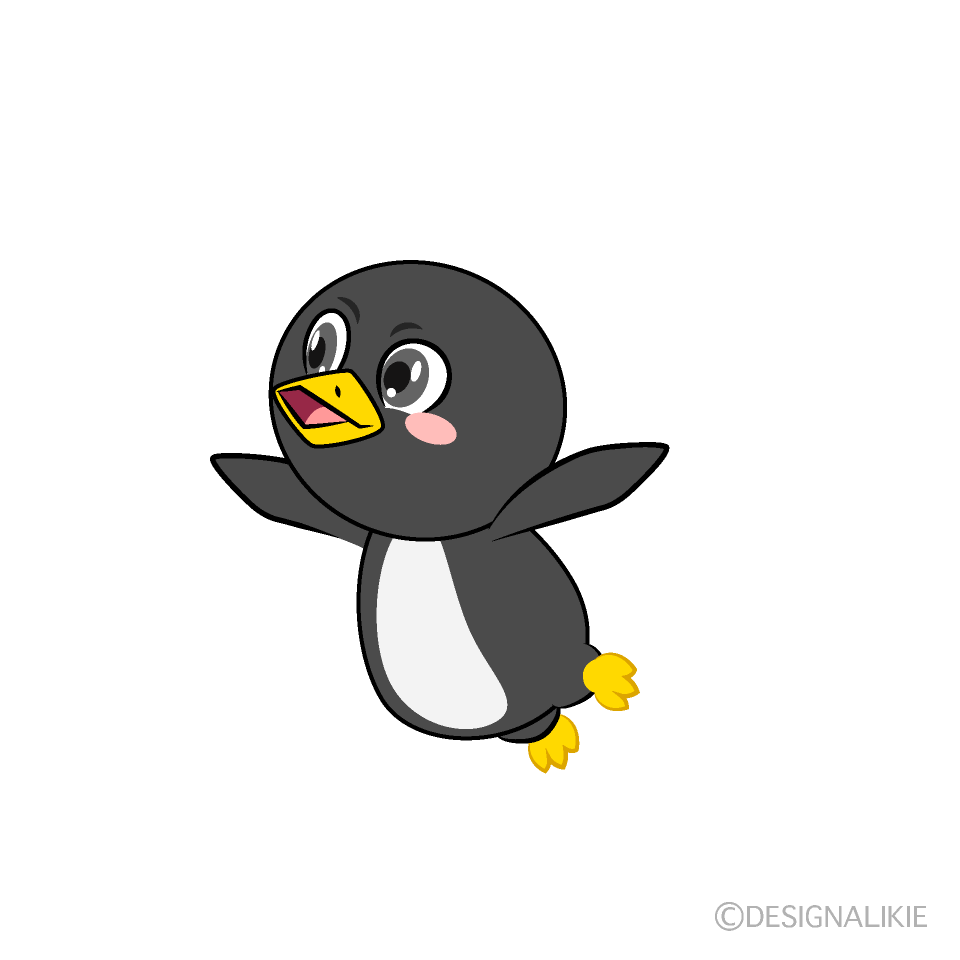 かわいいジャンプするペンギンのイラスト素材 Illustcute