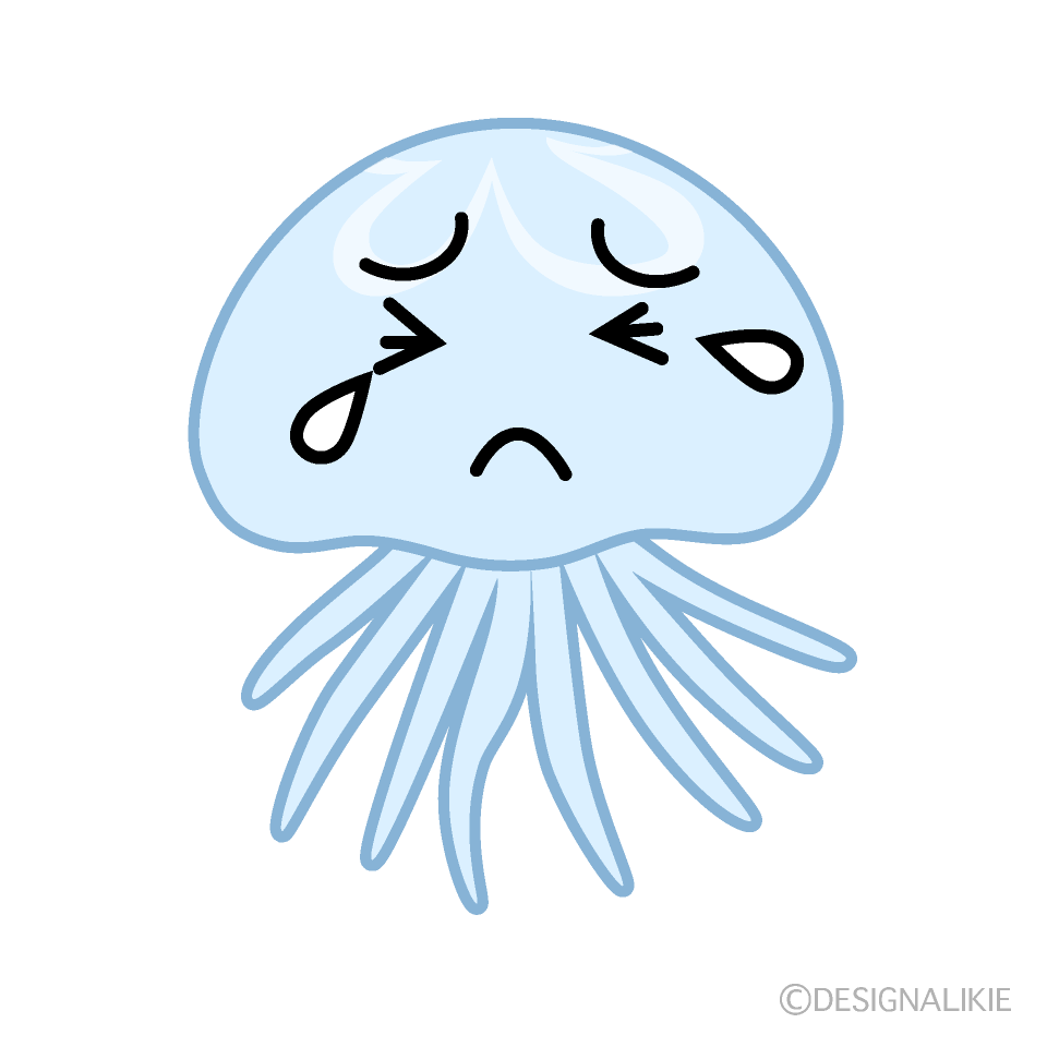 かわいい泣くクラゲのイラスト素材 Illustcute