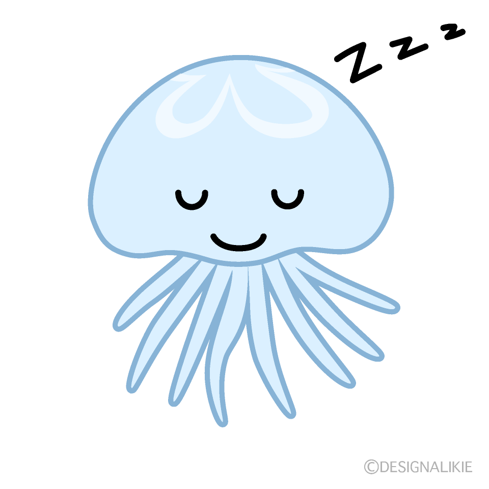かわいい寝るクラゲのイラスト素材 Illustcute