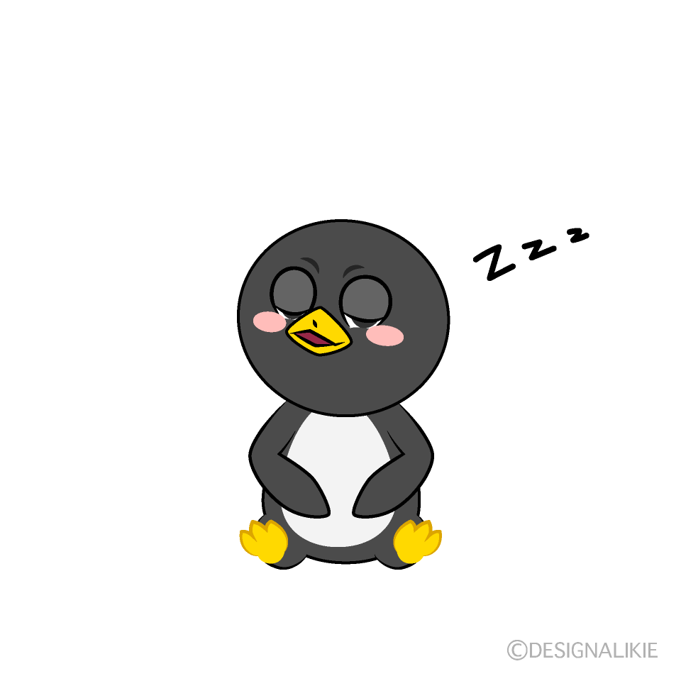 かわいい寝るペンギンのイラスト素材 Illustcute