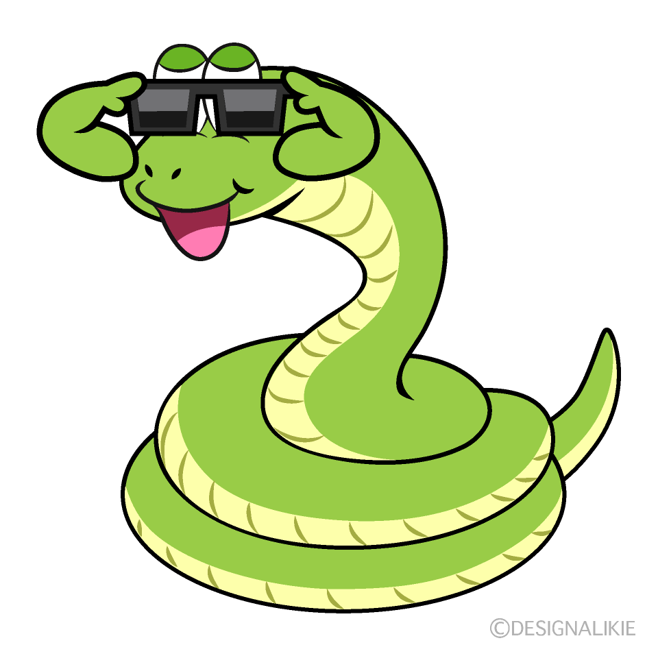 かわいいサングラスのヘビのイラスト素材 Illustcute
