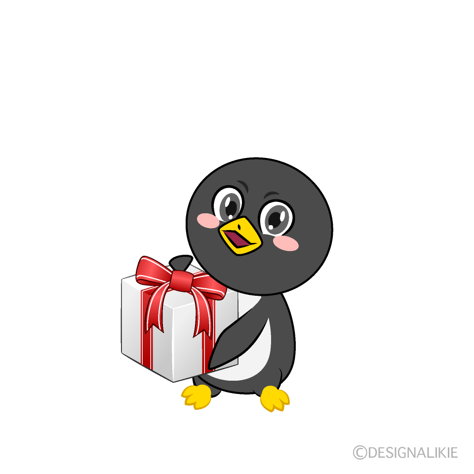 かわいいプレゼントするペンギンイラスト