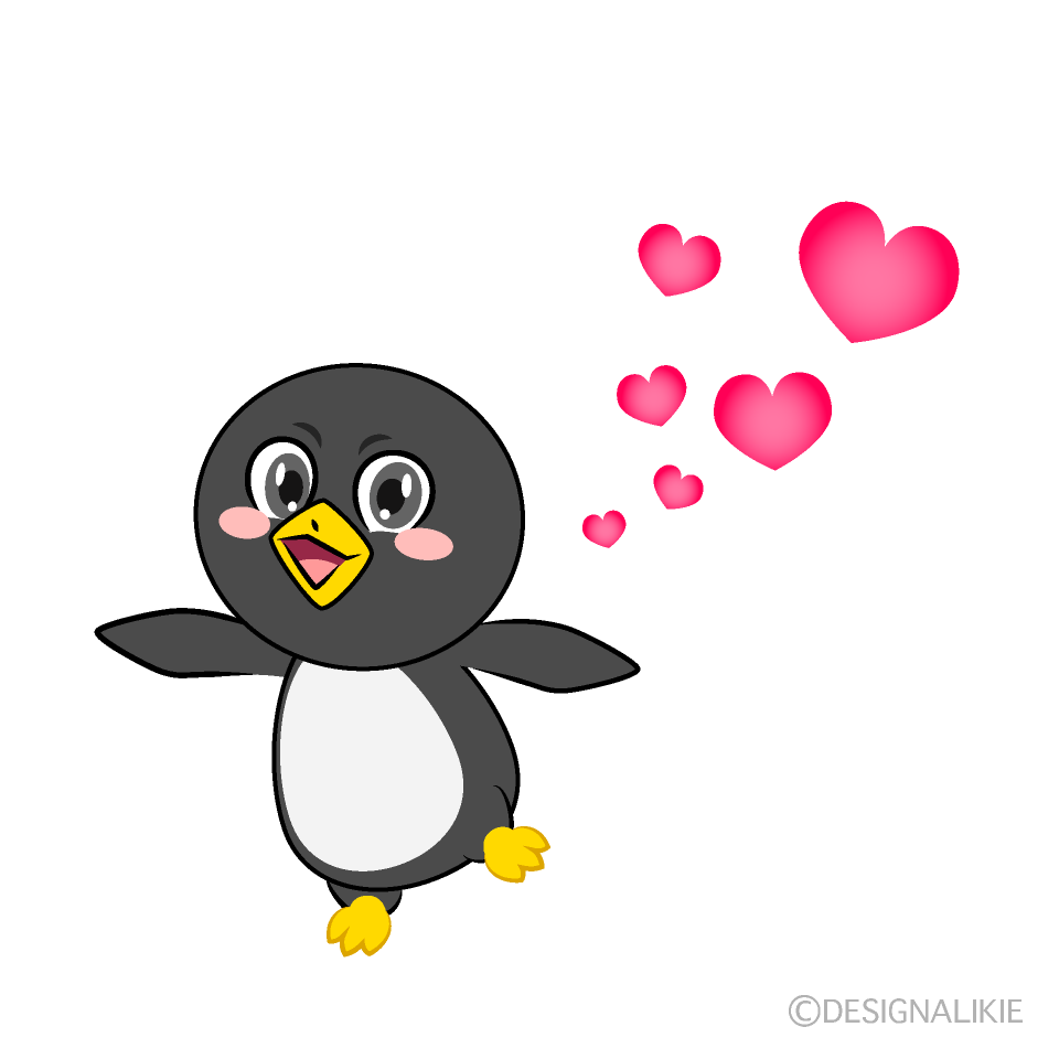 かわいい恋するペンギンイラスト