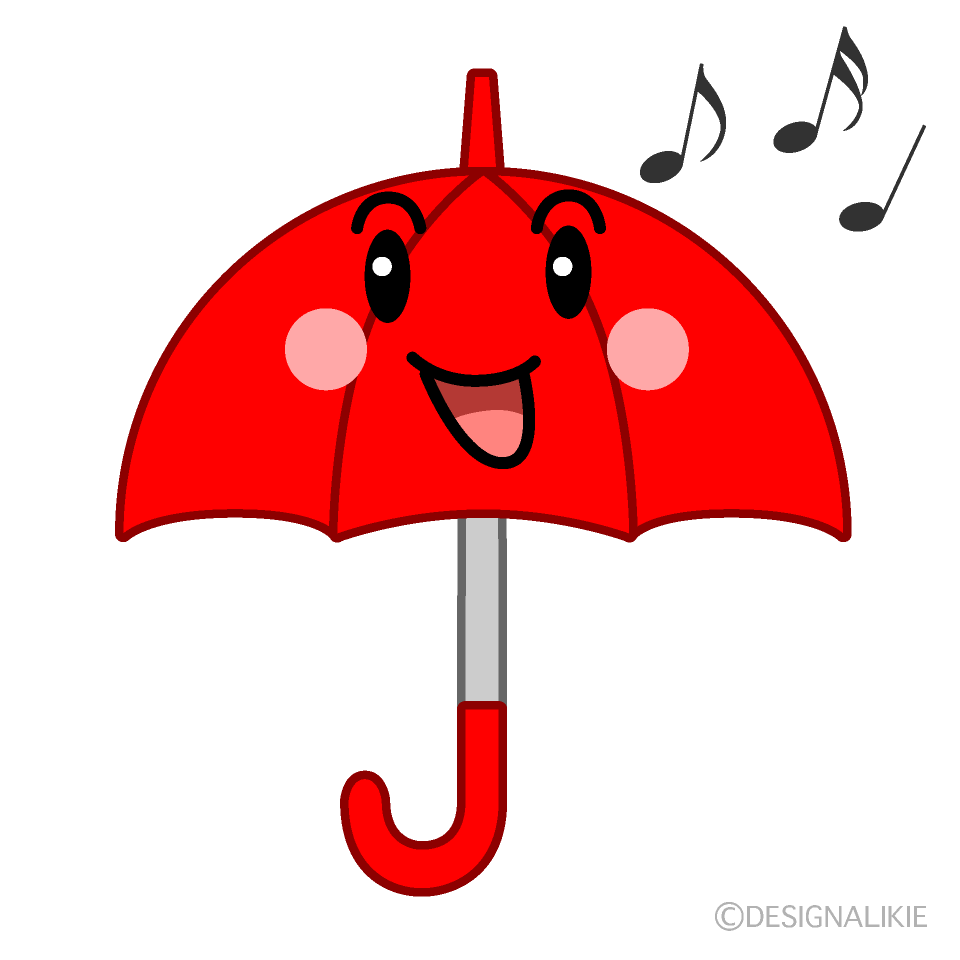 かわいい歌う傘イラスト
