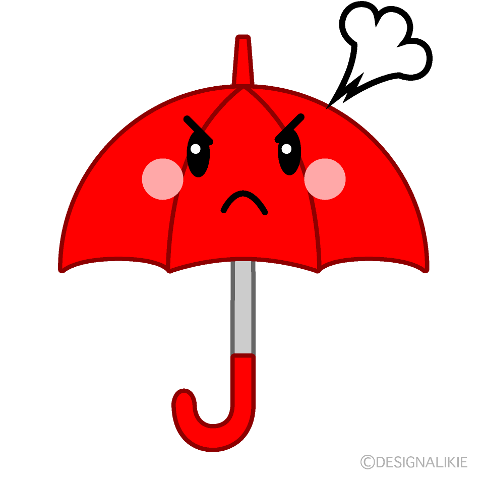 かわいい怒る傘イラスト