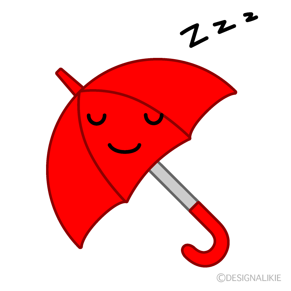 かわいい寝る傘のイラスト素材 Illustcute