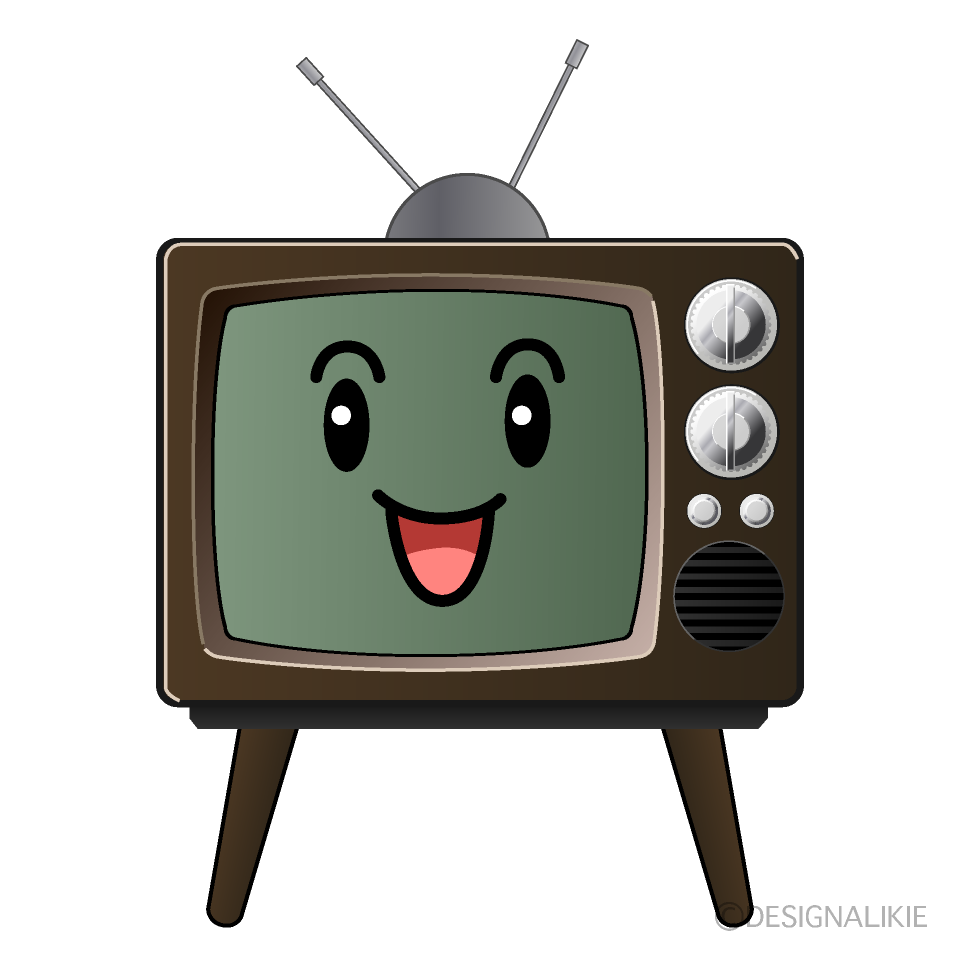 かわいい笑顔の古いテレビのイラスト素材 Illustcute