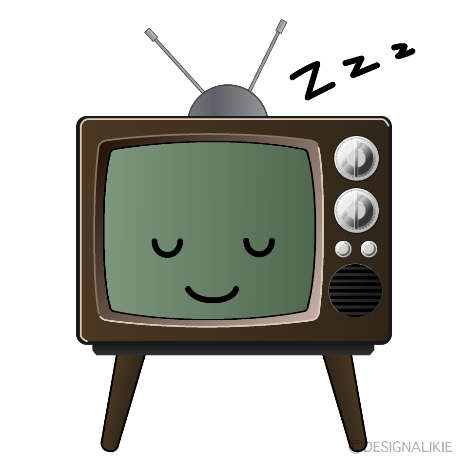 かわいい寝る古いテレビのイラスト素材 Illustcute